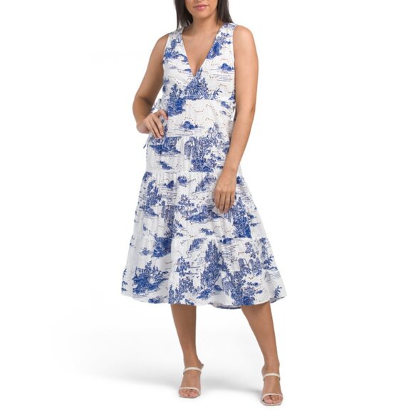 COLOURBROOKE Dresses & Skirts - COLOURBROOKE Blue/White Toile Eyelet Cover-up Dress